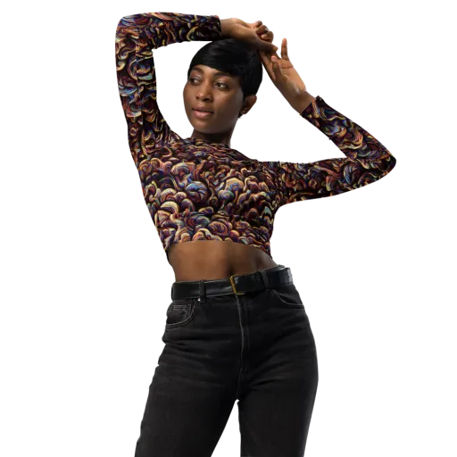 Riotous Radiance on a Long Sleeve Crop Top