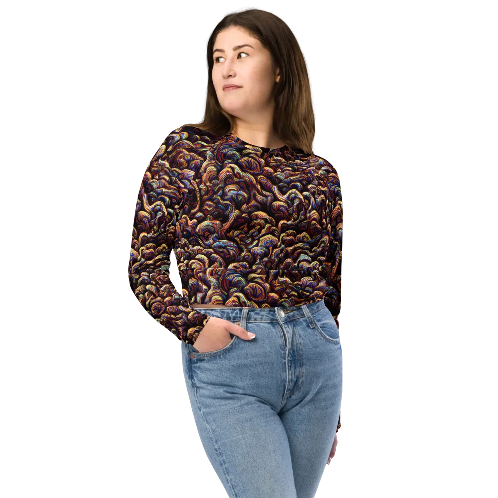 Riotous Radiance on Long Sleeve Crop Top — Front