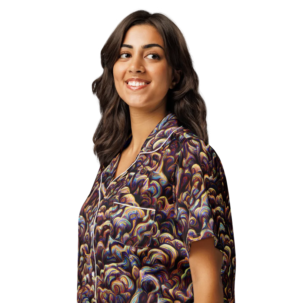 Riotous Radiance on Women's Short Sleeve Pajama Top — Left Front