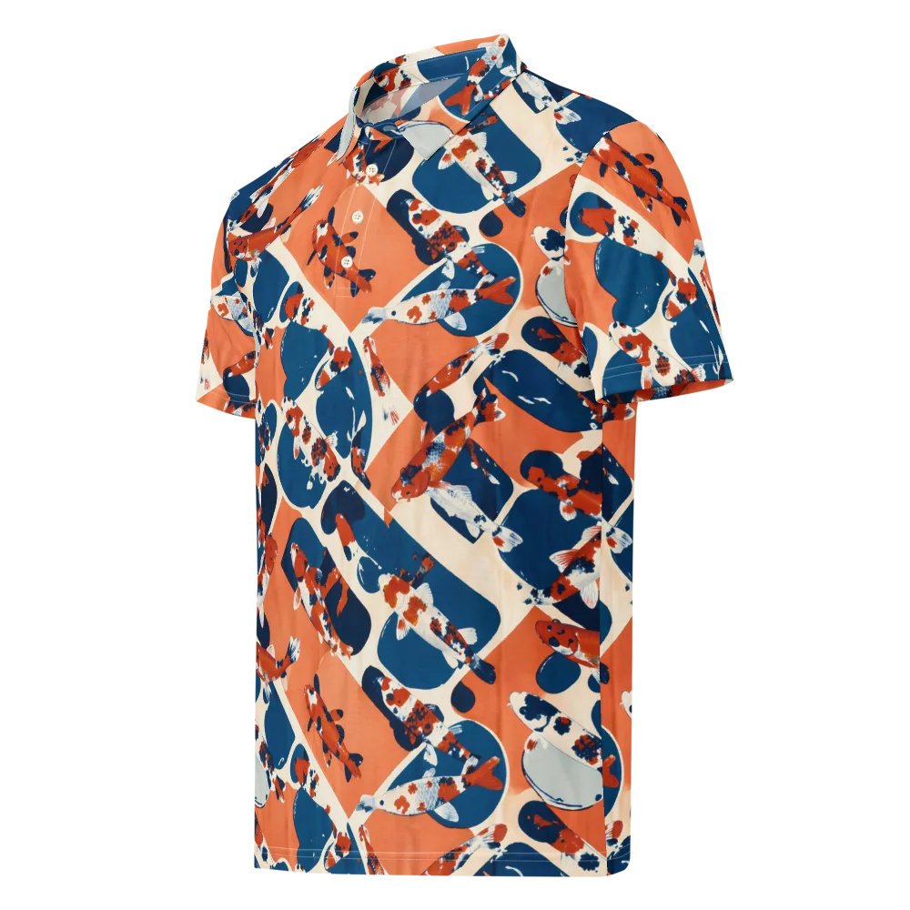 Koi Current on Men's Slim Fit Polo Shirt — Left Front