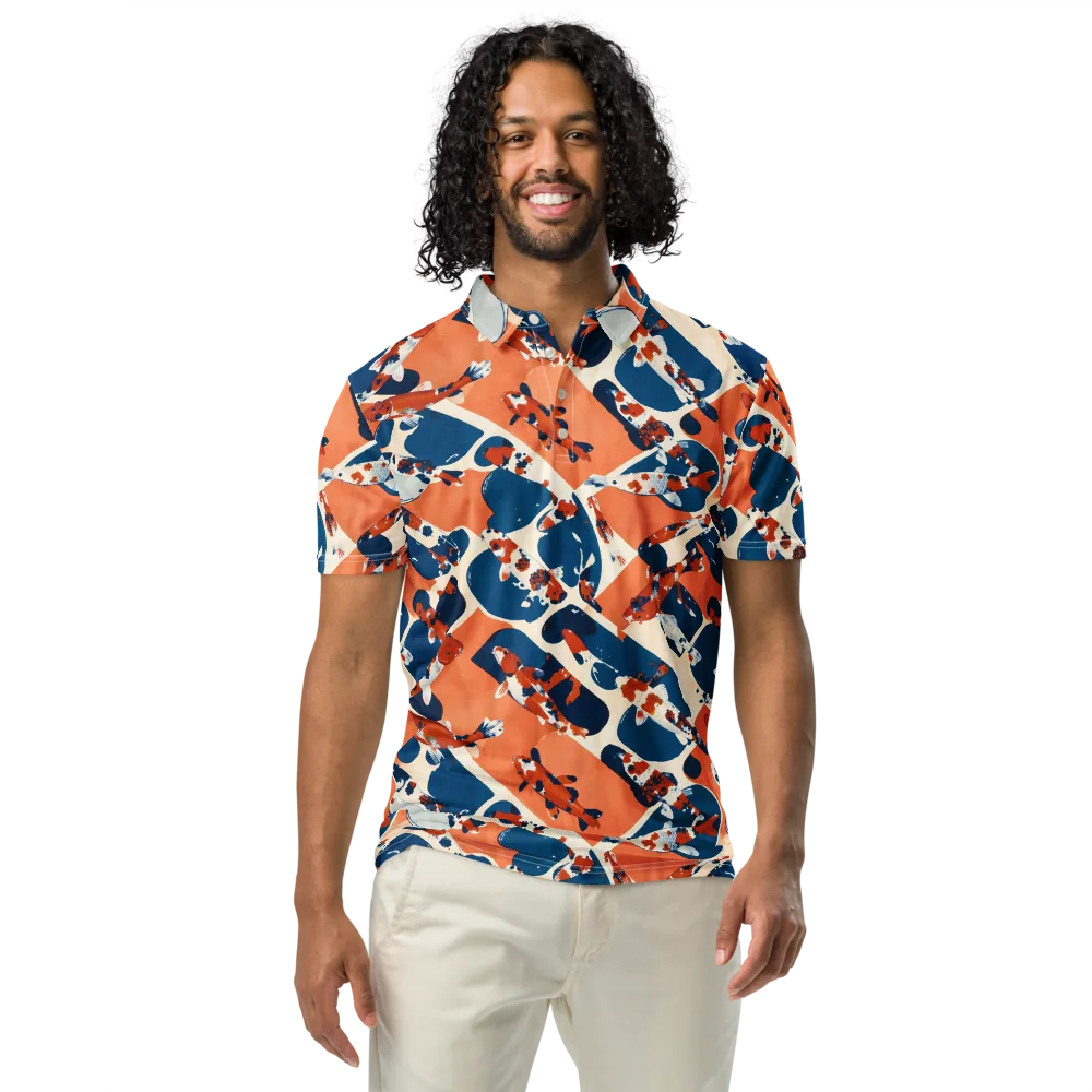 Koi Current on Men's Slim Fit Polo Shirt — Front