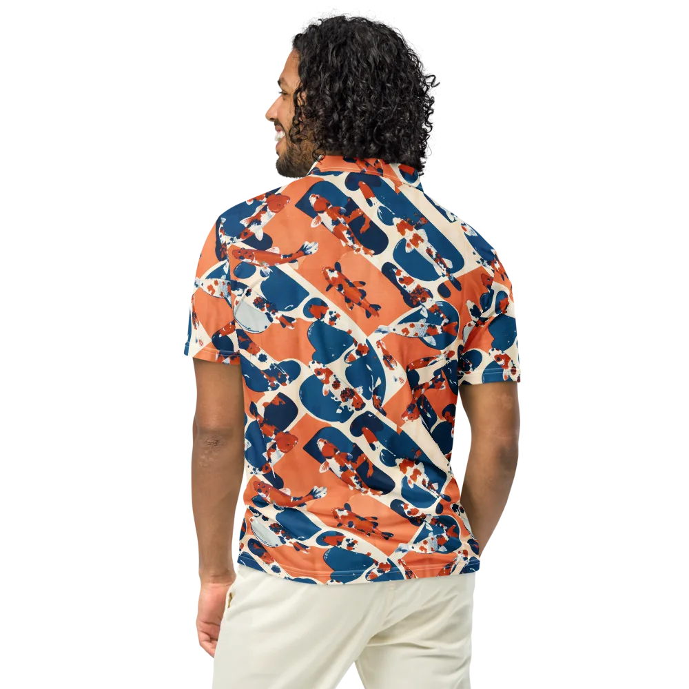 Koi Current on Men's Slim Fit Polo Shirt — Back