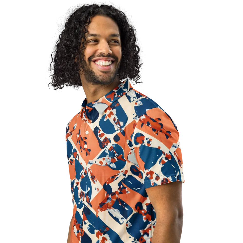 Koi Current on Men's Slim Fit Polo Shirt — Left Front