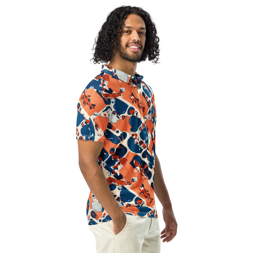 Koi Current on Men's Slim Fit Polo Shirt — Right Front