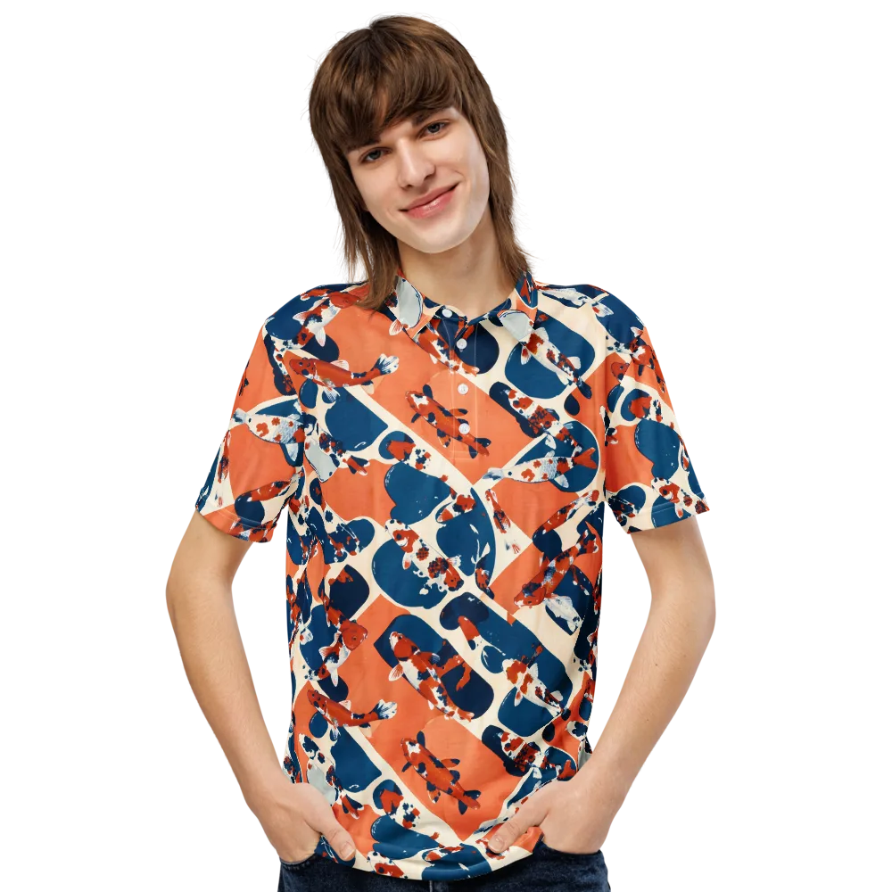 Koi Current on Men's Slim Fit Polo Shirt — Front