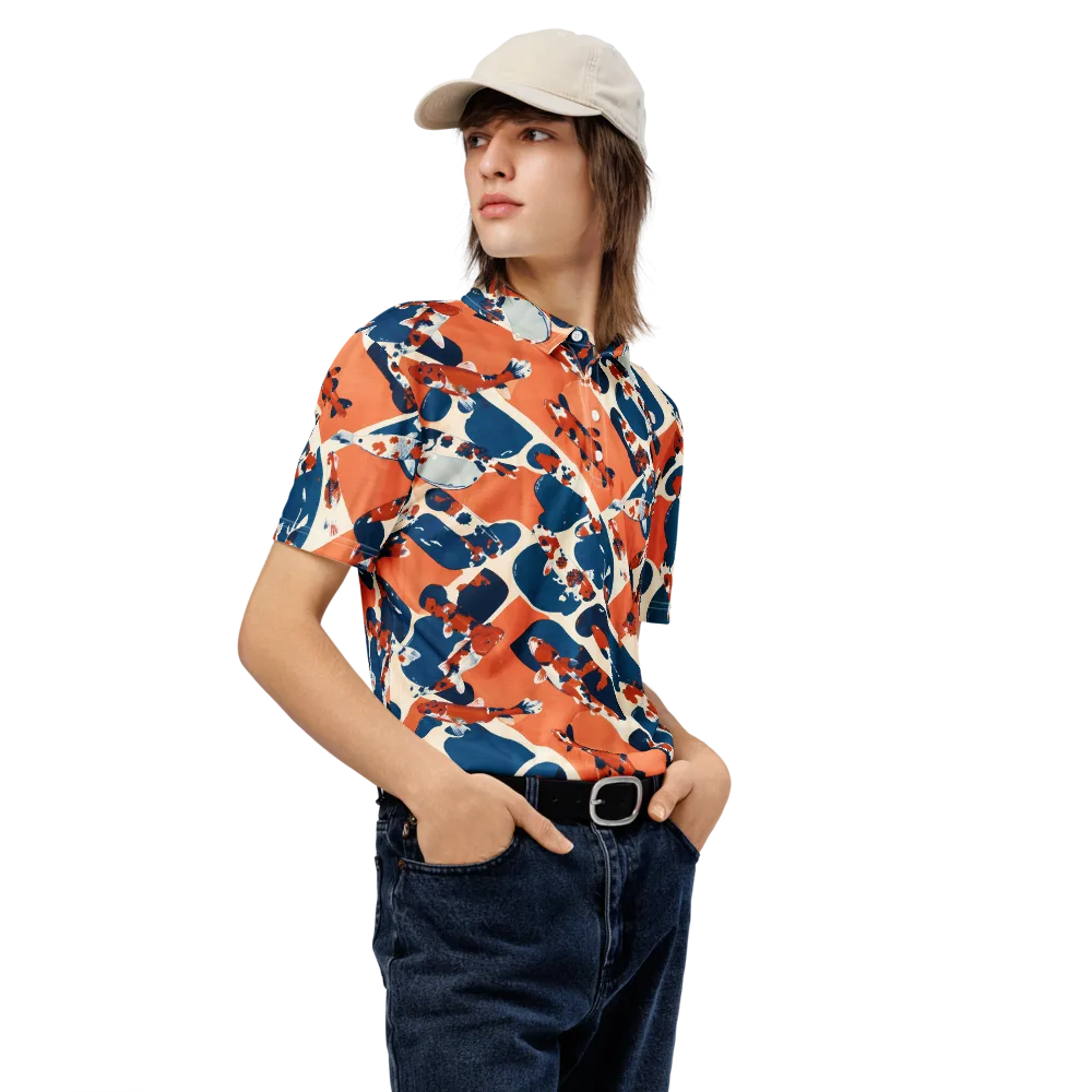 Koi Current on Men's Slim Fit Polo Shirt — Right Front