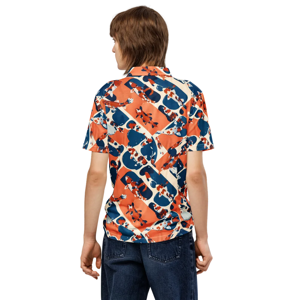 Koi Current on Men's Slim Fit Polo Shirt — Back