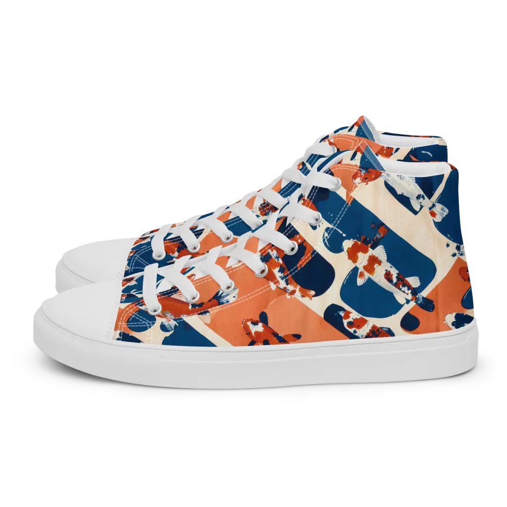 Koi Current on Men's High Top Canvas Shoes — Left