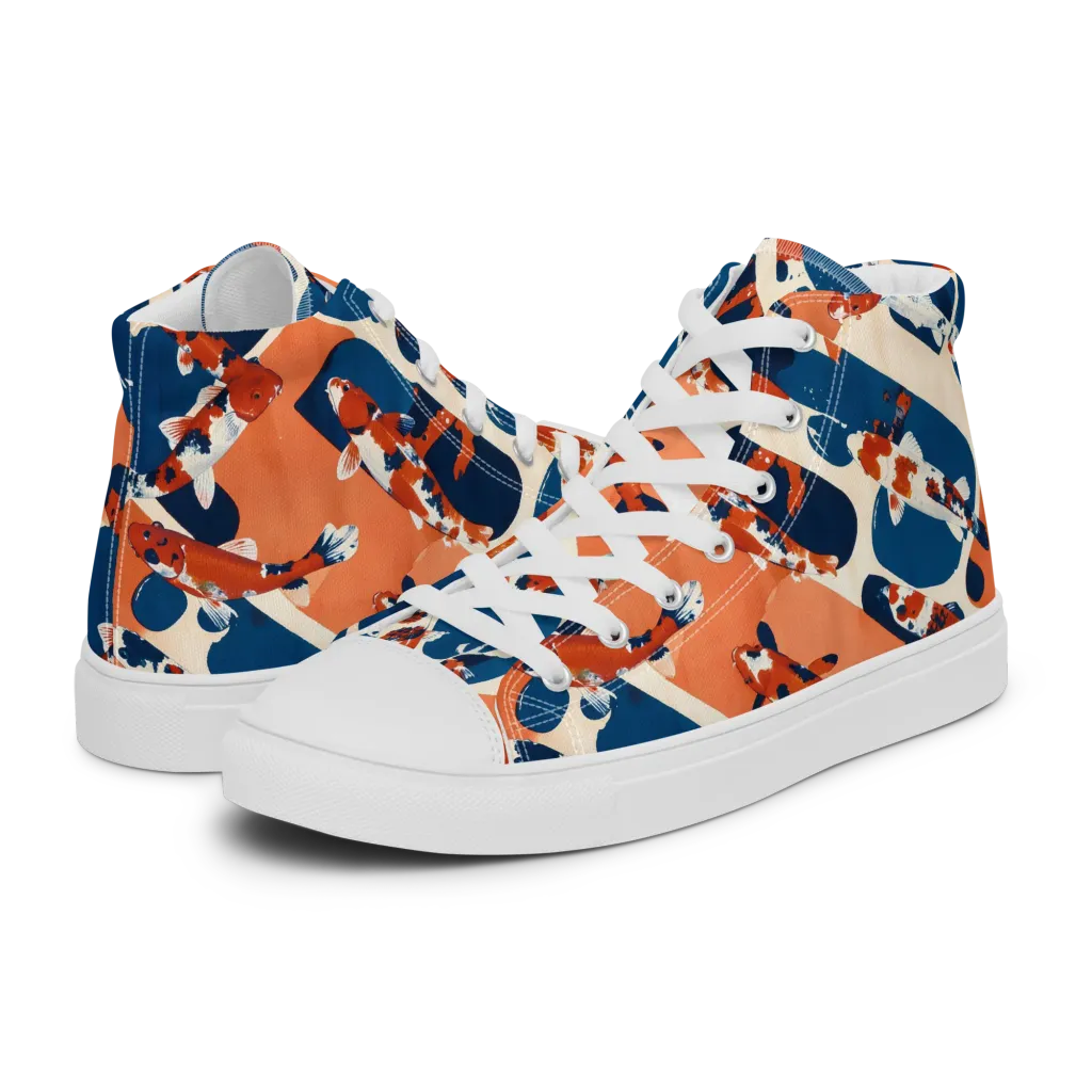 Koi Current on Men's High Top Canvas Shoes — Left