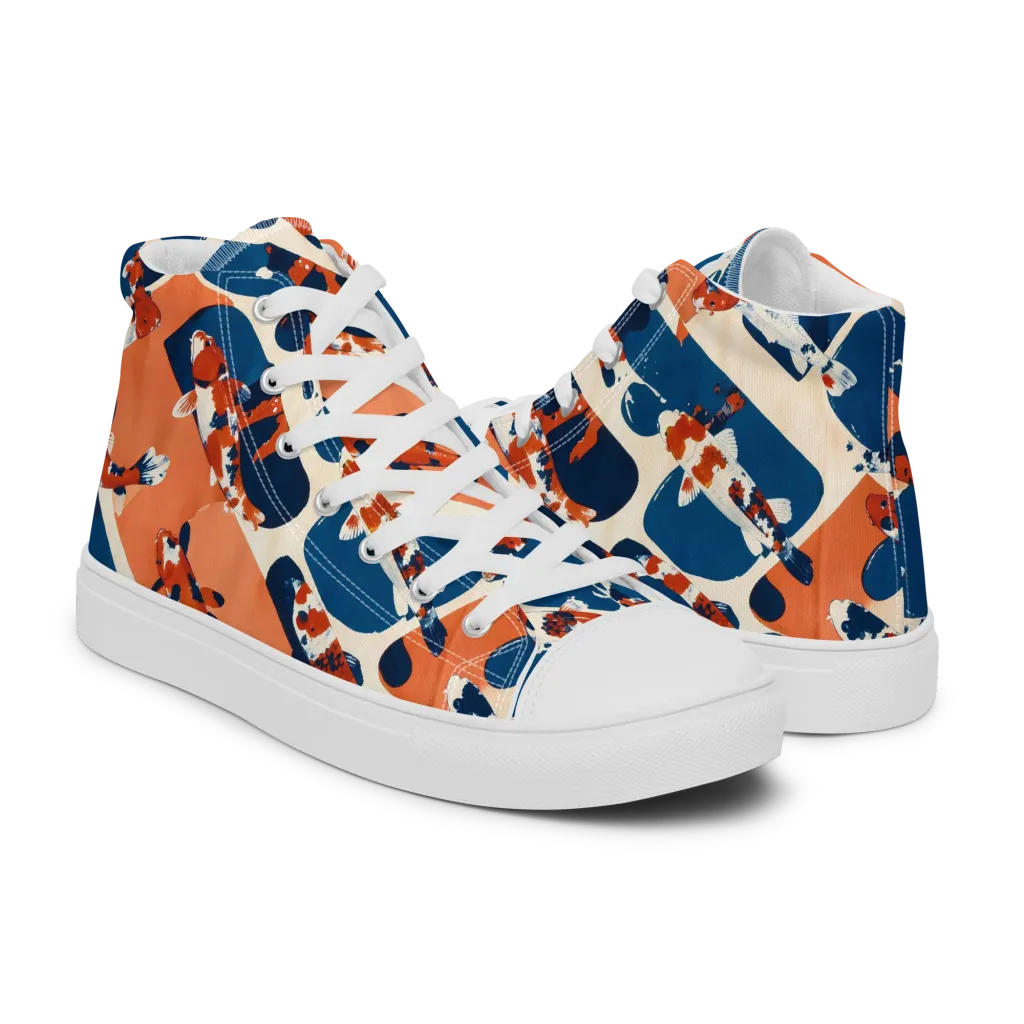 Koi Current on Men's High Top Canvas Shoes — Right