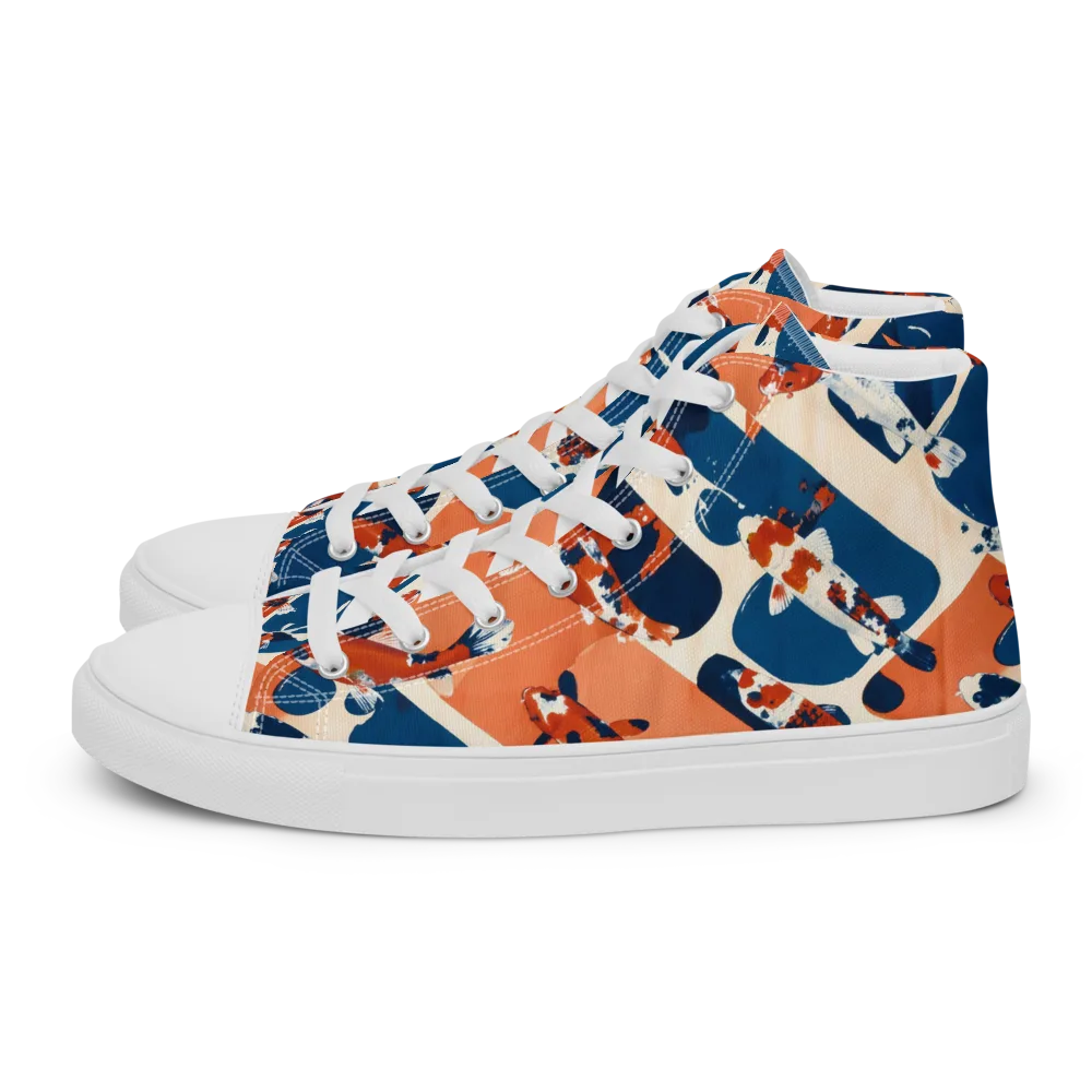 Koi Current on Women's High Top Canvas Shoes — Left
