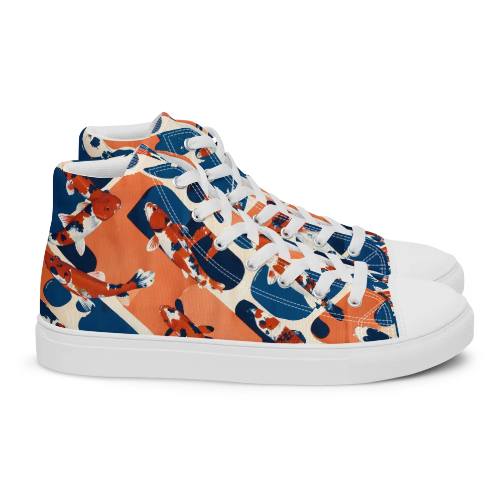 Koi Current on Women's High Top Canvas Shoes — Right