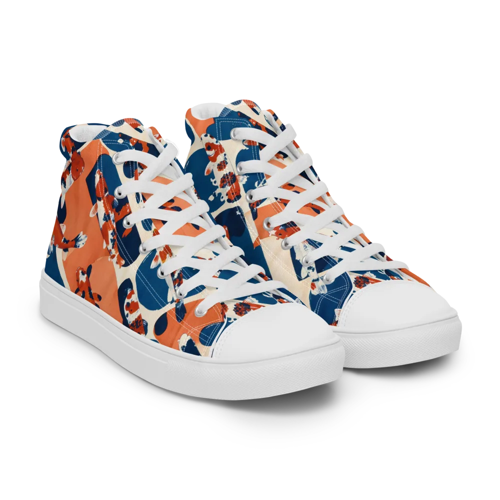 Koi Current on Women's High Top Canvas Shoes — Right Front