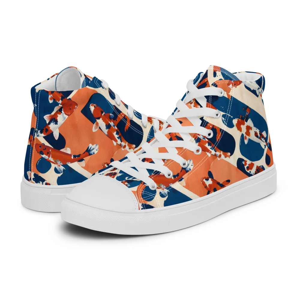 Koi Current on Women's High Top Canvas Shoes — Left