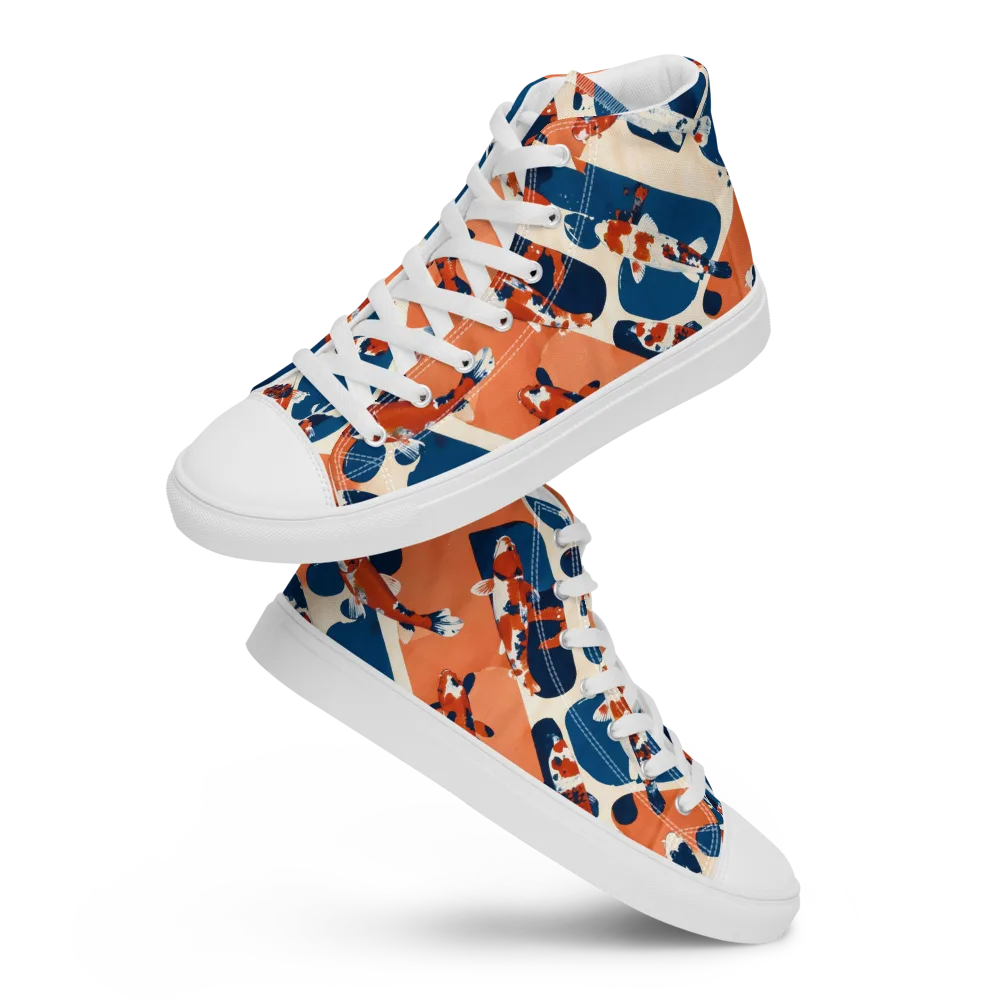 Koi Current on Women's High Top Canvas Shoes — Front