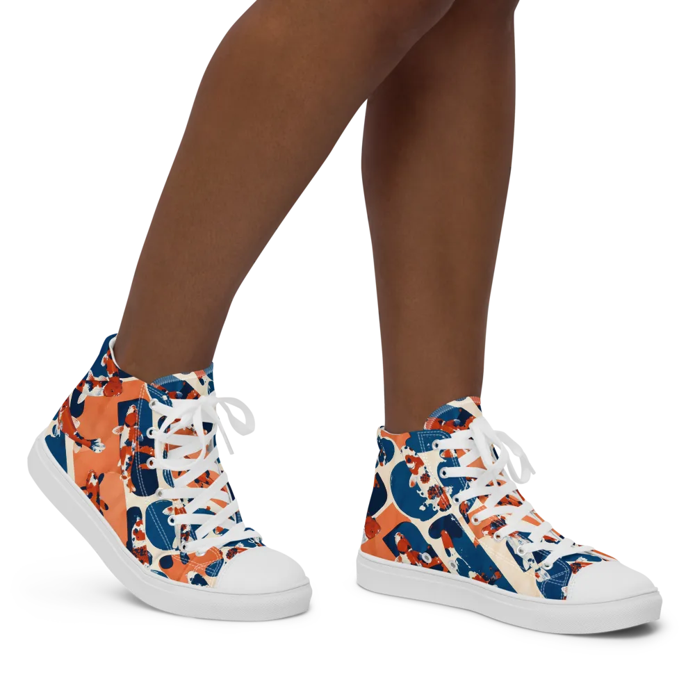 Koi Current on Women's High Top Canvas Shoes — Right