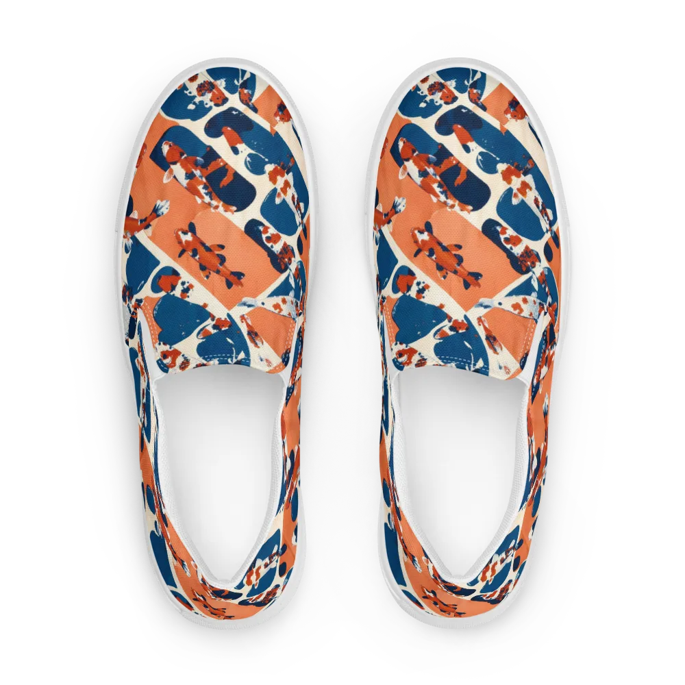 Koi Current on Men's Slip-On Canvas Shoes — Front