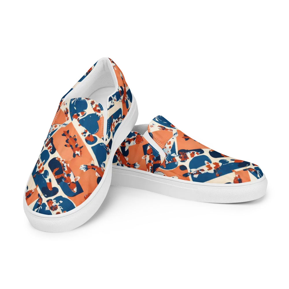 Koi Current on Men's Slip-On Canvas Shoes — Left Front