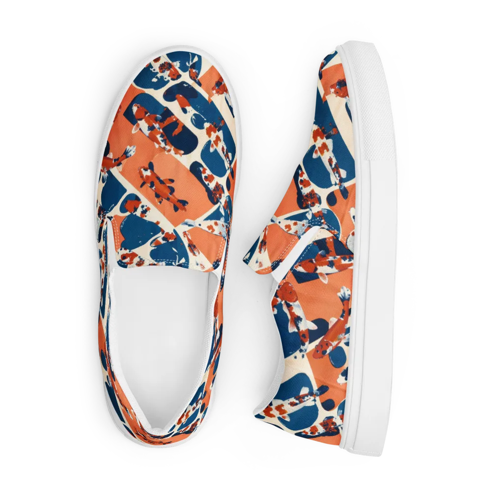 Koi Current on Men's Slip-On Canvas Shoes — Front