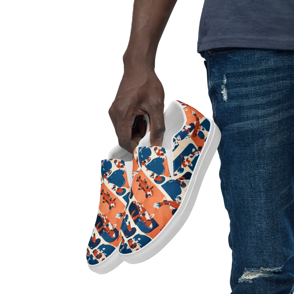 Koi Current on Men's Slip-On Canvas Shoes — Left Front