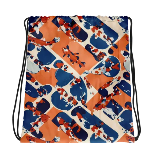 Koi Current on a Drawstring Bag