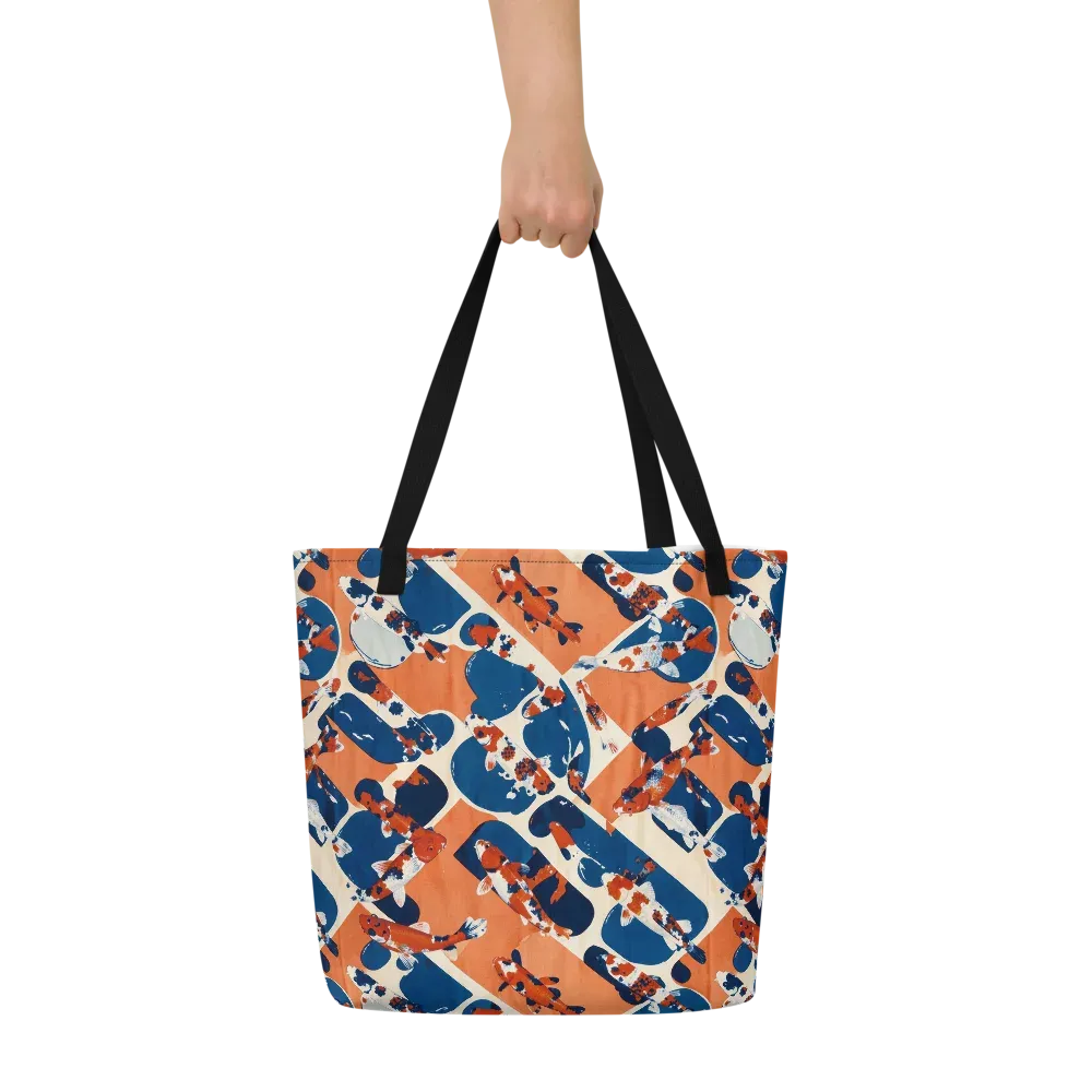Koi Current on Large Tote Bag W/ Pocket — Front