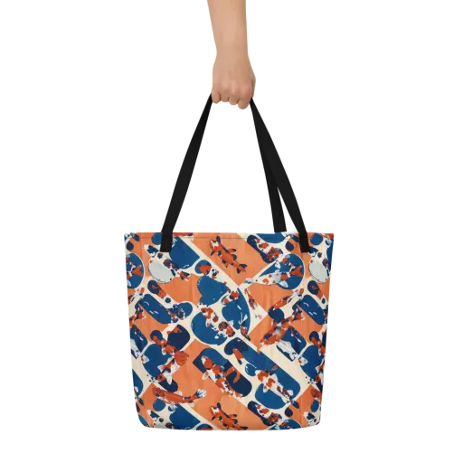 Koi Current on a Large Tote Bag W/ Pocket