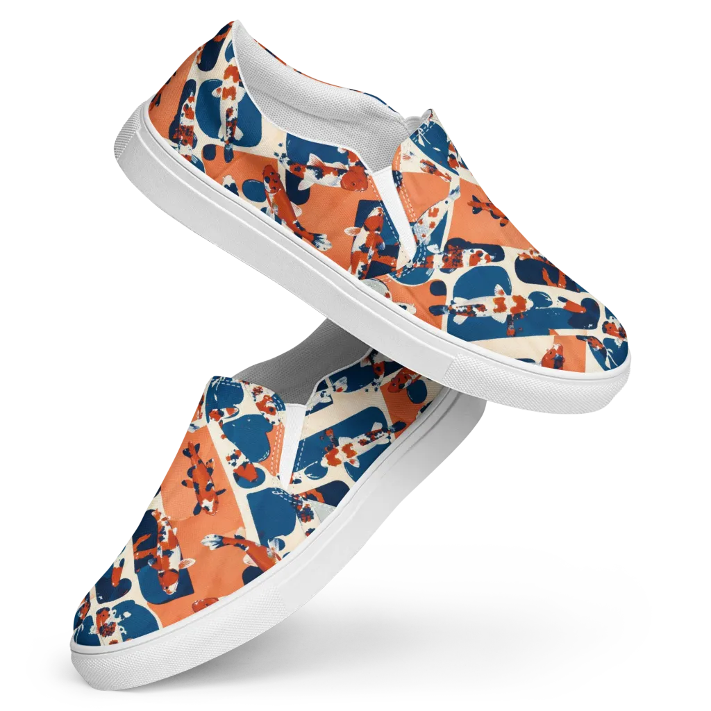 Koi Current on Women's Slip-On Canvas Shoes — Front