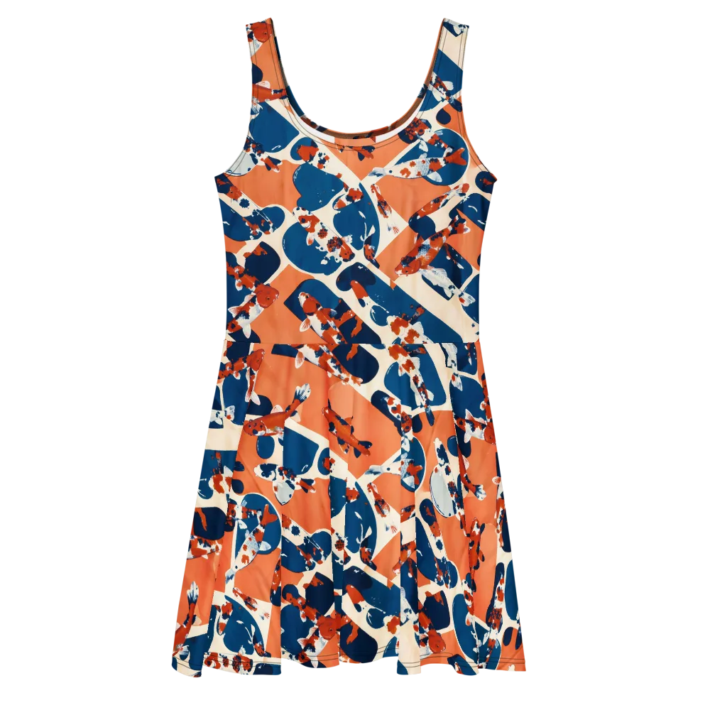 Koi Current on Skater Dress — Front