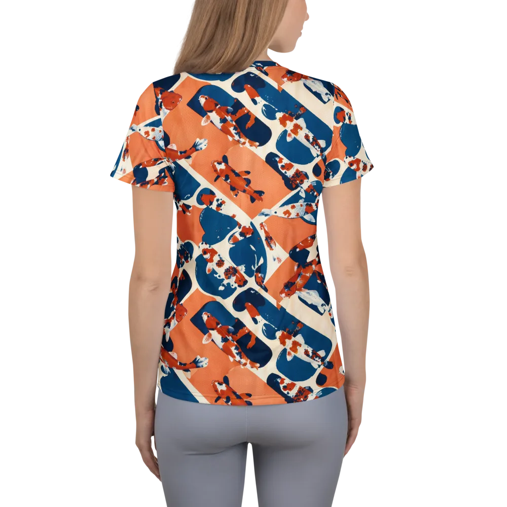 Koi Current on Women's Athletic T-Shirt — Back