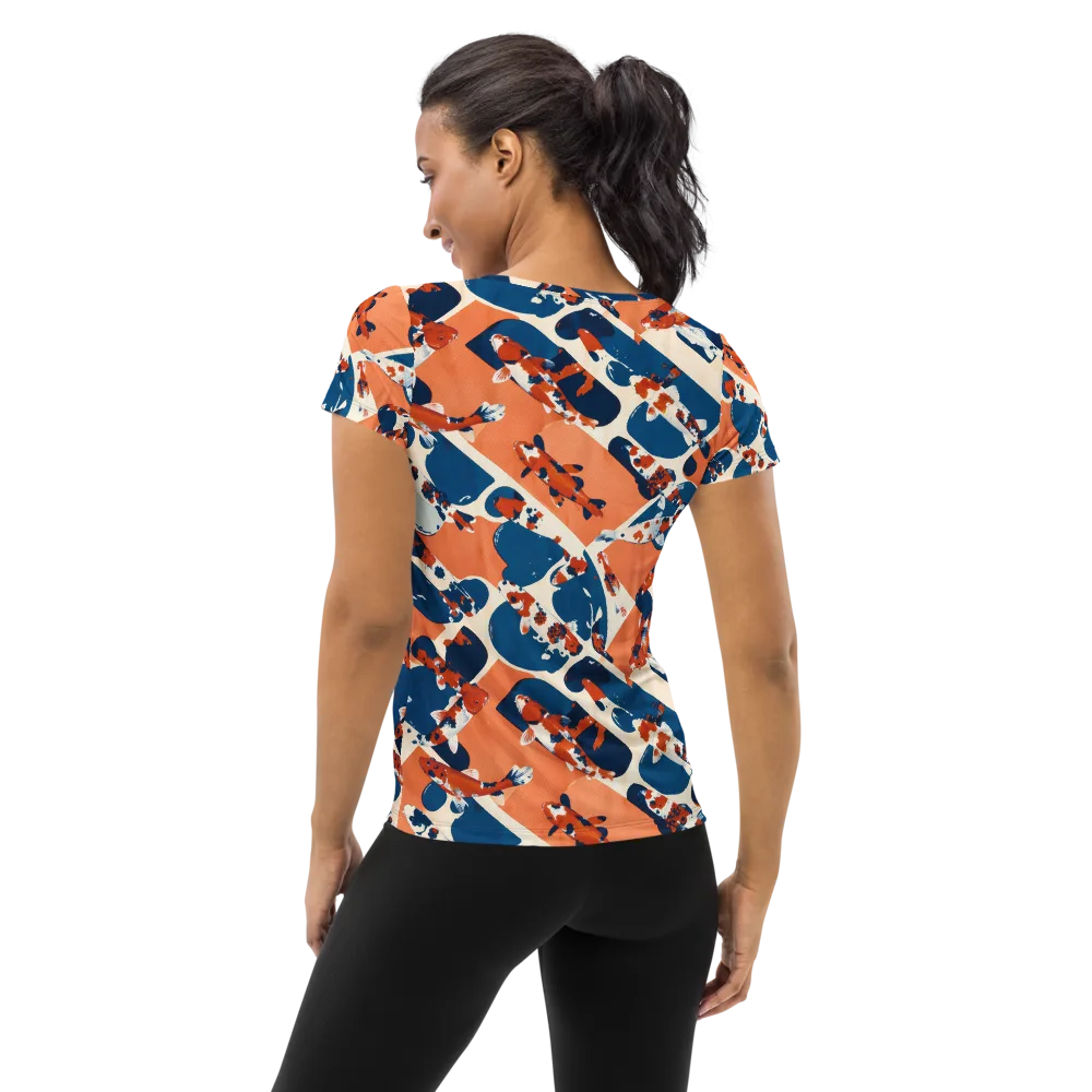 Koi Current on Women's Athletic T-Shirt — Back