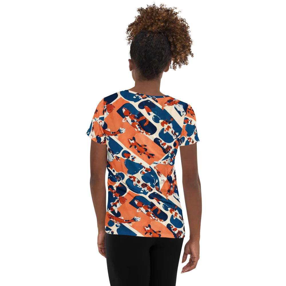 Koi Current on Women's Athletic T-Shirt — Back