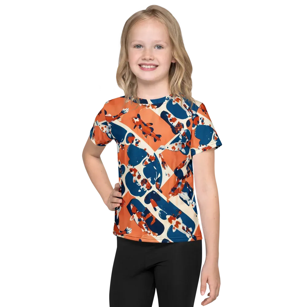 Koi Current on Kids Crew Neck T-Shirt — Front