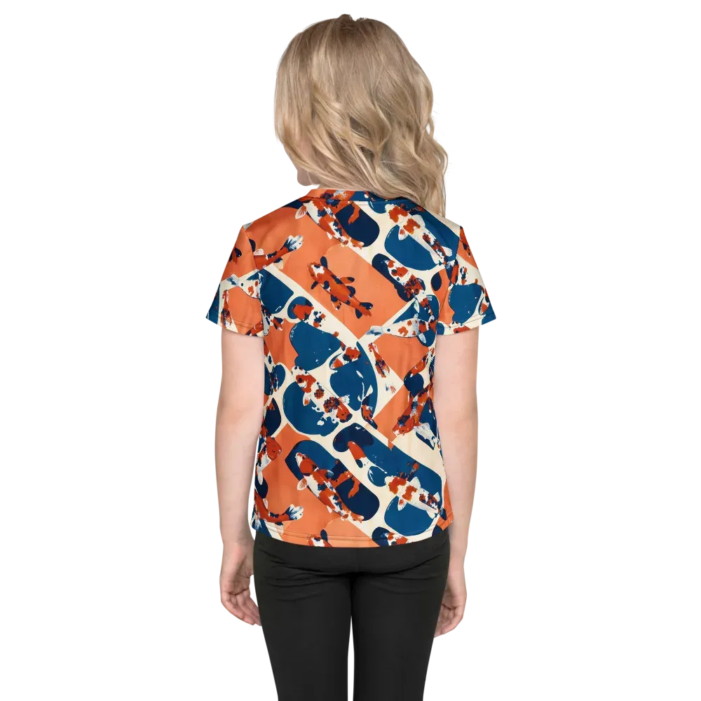 Koi Current on Kids Crew Neck T-Shirt — Back