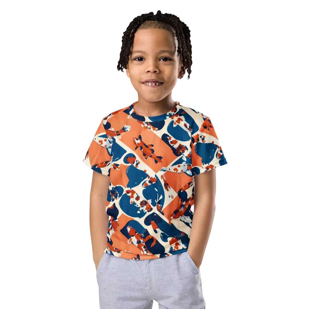 Koi Current on Kids Crew Neck T-Shirt — Front