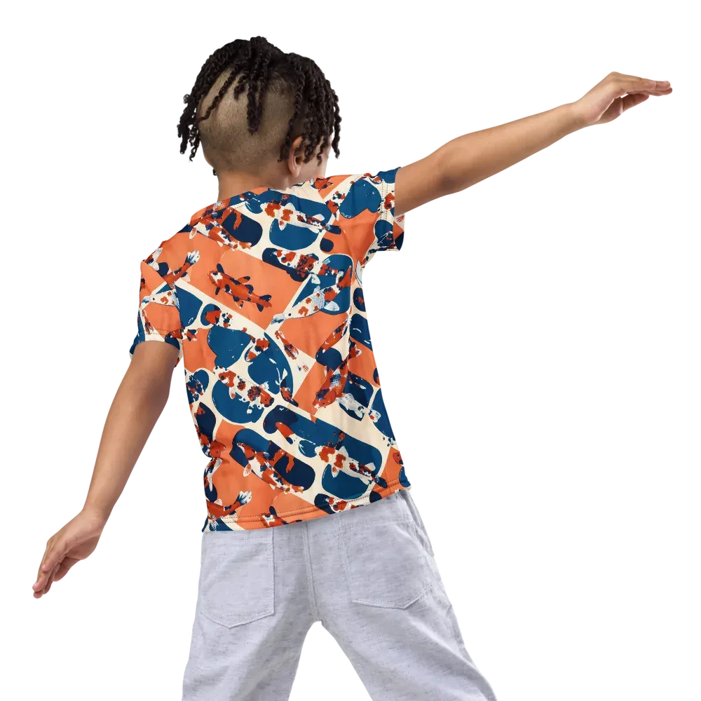 Koi Current on Kids Crew Neck T-Shirt — Back