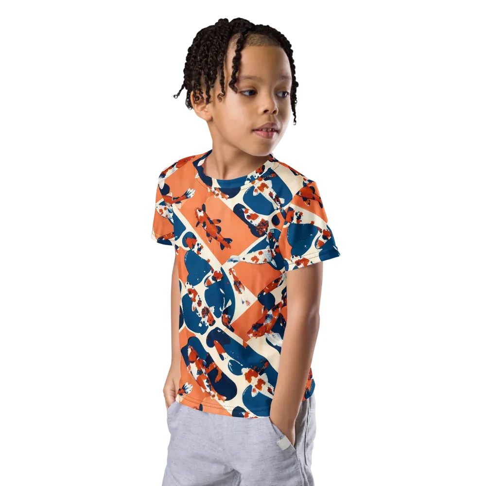 Koi Current on Kids Crew Neck T-Shirt — Left Front