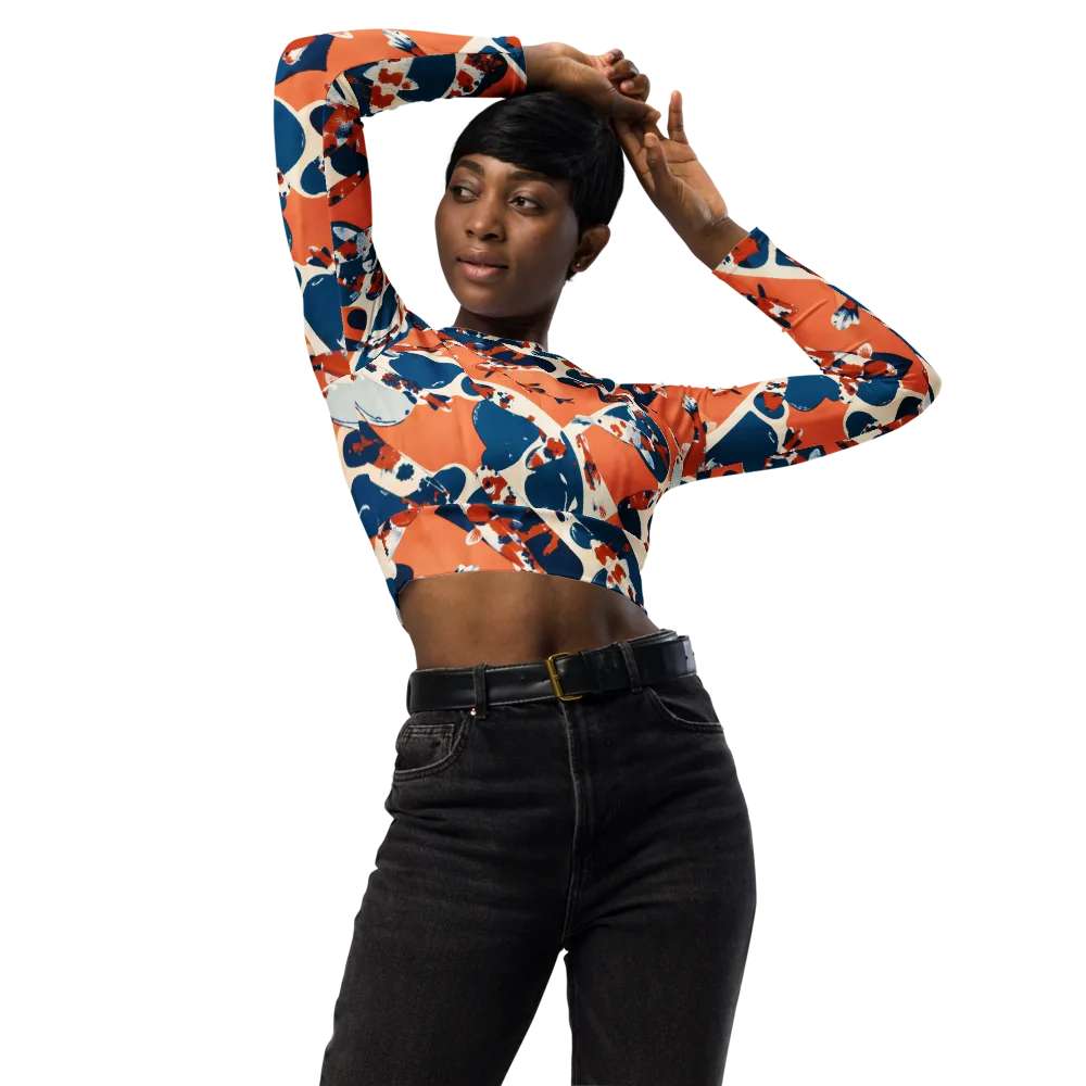 Koi Current on Long Sleeve Crop Top — Front