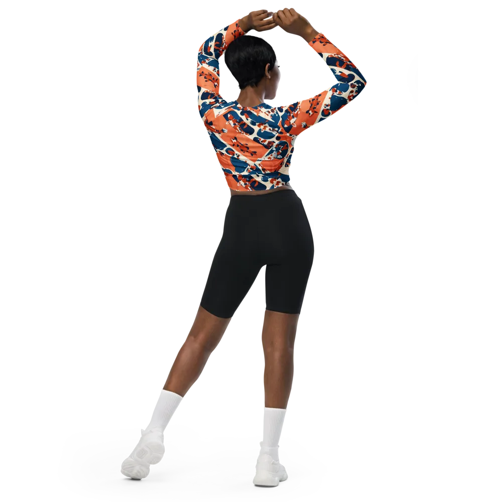 Koi Current on Long Sleeve Crop Top — Back