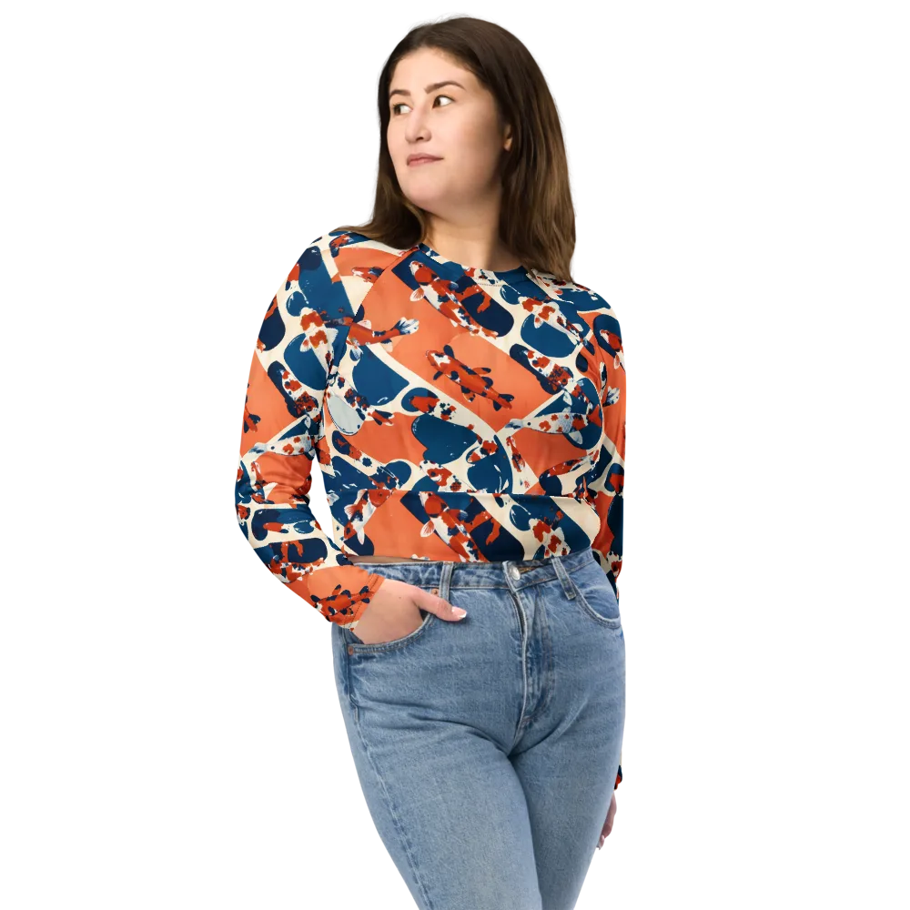 Koi Current on Long Sleeve Crop Top — Front