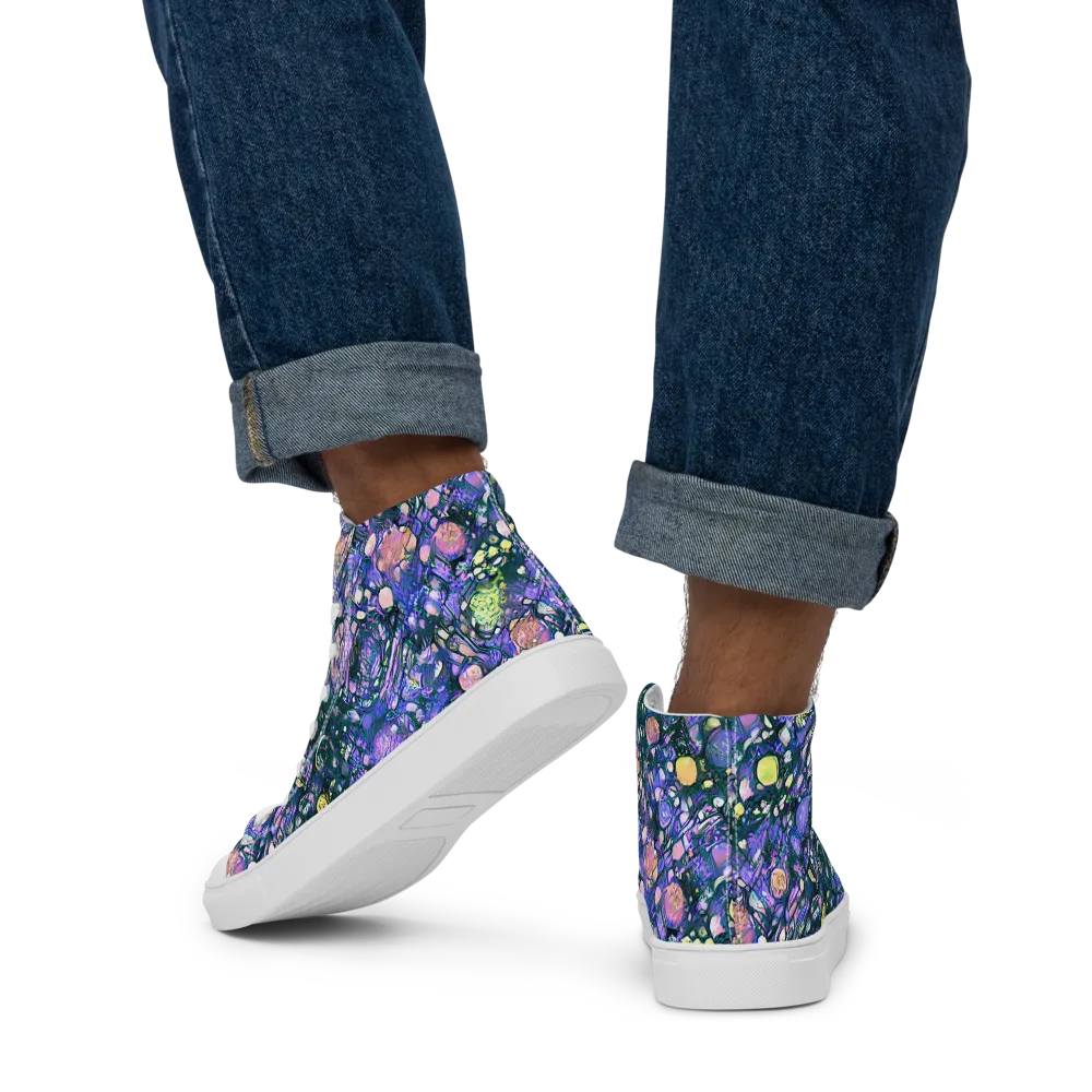 Neon Conservatory on Men's High Top Canvas Shoes — Back