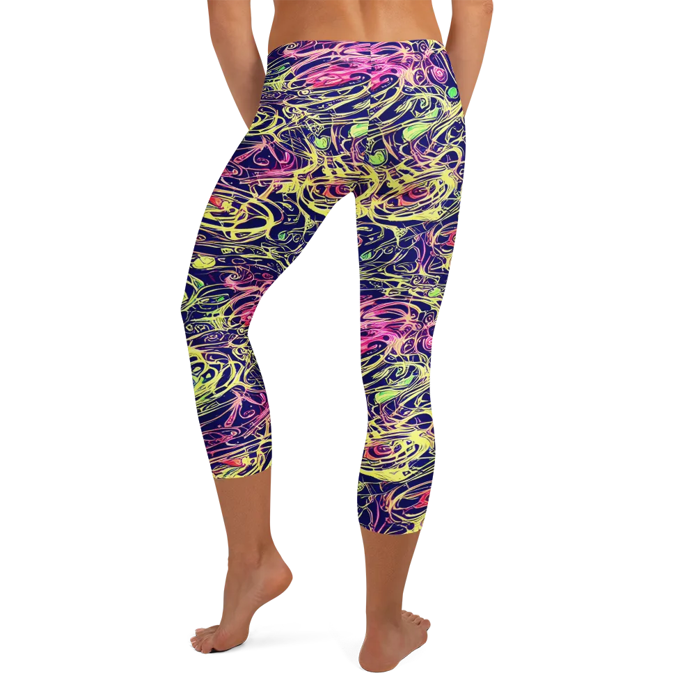 Lemon Ink Riptide on Capri Leggings — Back