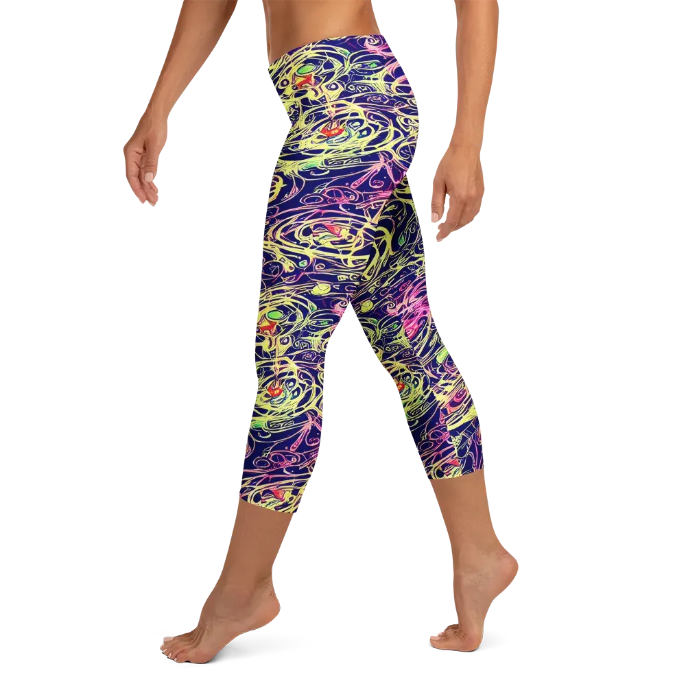 Lemon Ink Riptide on Capri Leggings — Left