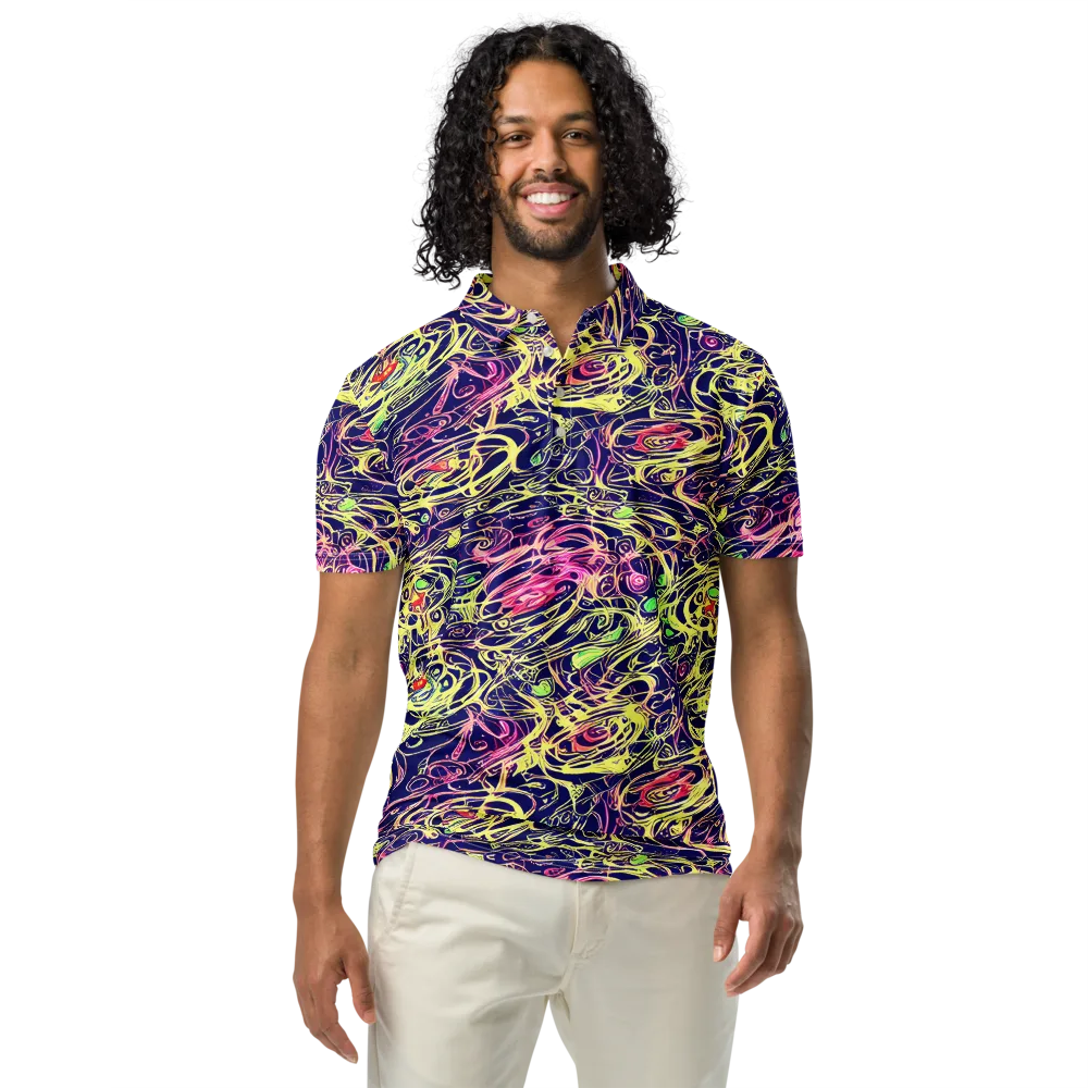 Lemon Ink Riptide on Men's Slim Fit Polo Shirt — Front