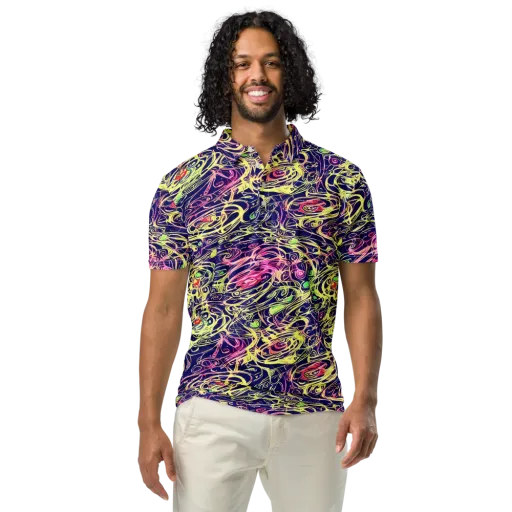 Lemon Ink Riptide on a Men's Slim Fit Polo Shirt