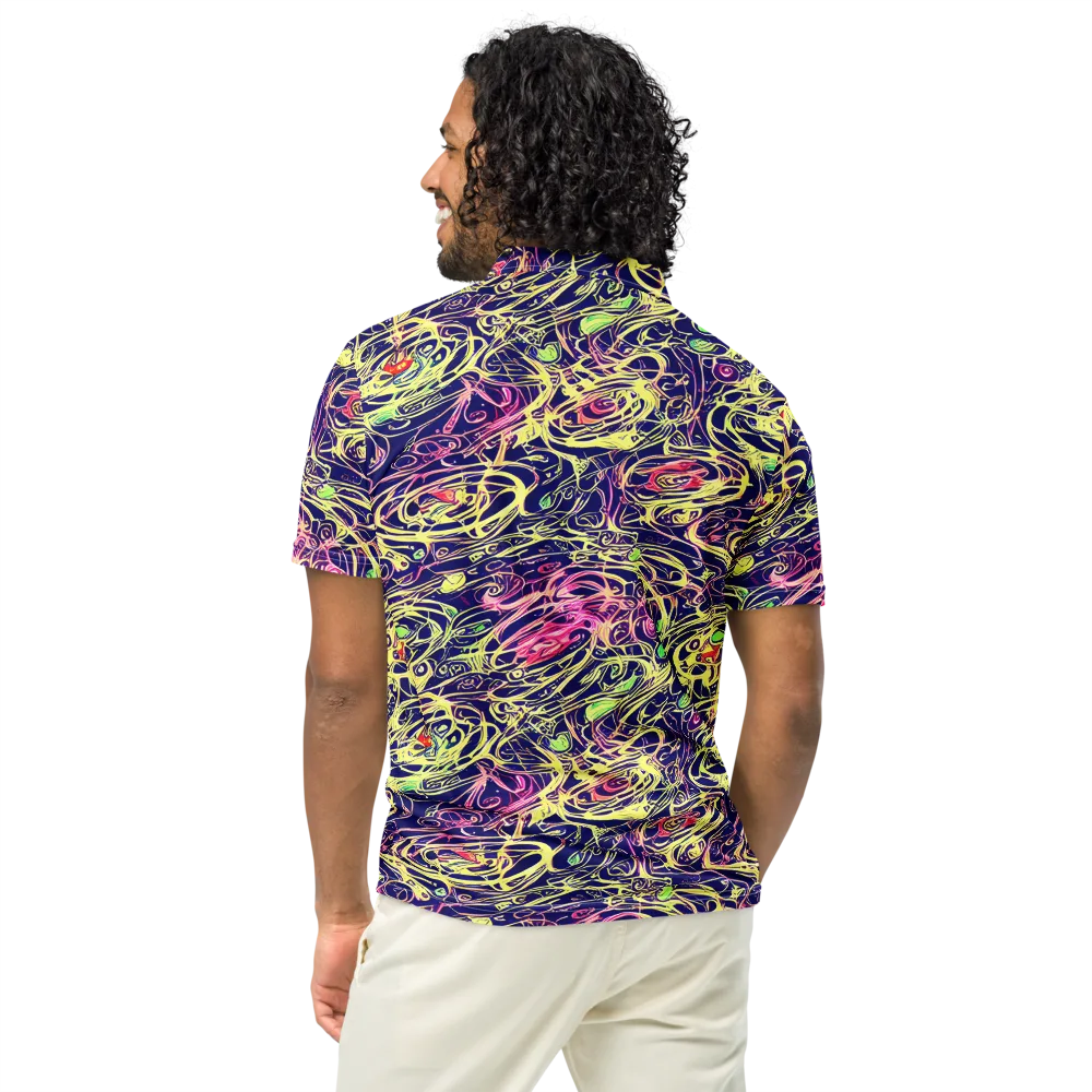 Lemon Ink Riptide on Men's Slim Fit Polo Shirt — Back