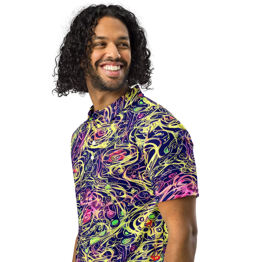 Lemon Ink Riptide on Men's Slim Fit Polo Shirt — Left Front