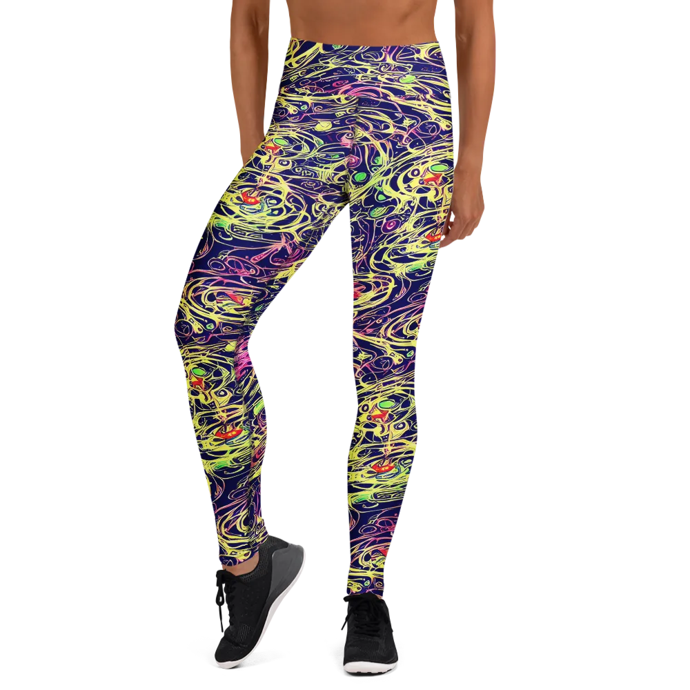 Lemon Ink Riptide on Yoga Leggings — Front