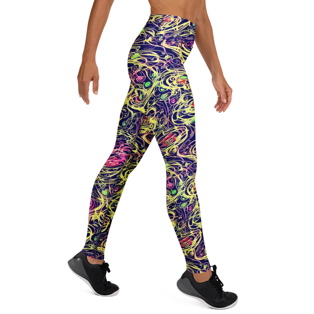 Lemon Ink Riptide on Yoga Leggings — Right