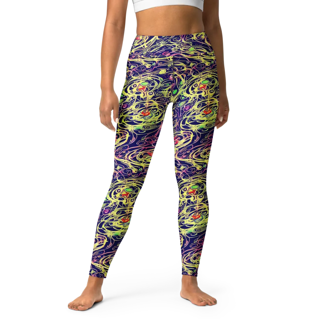 Lemon Ink Riptide on Yoga Leggings — Front